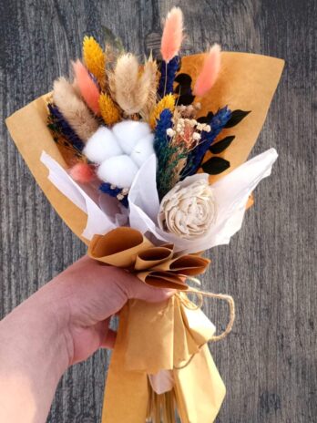 Buchet flori uscate si bumbac