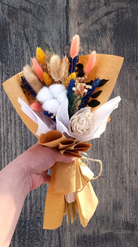 Buchet flori uscate si bumbac - imagine 2